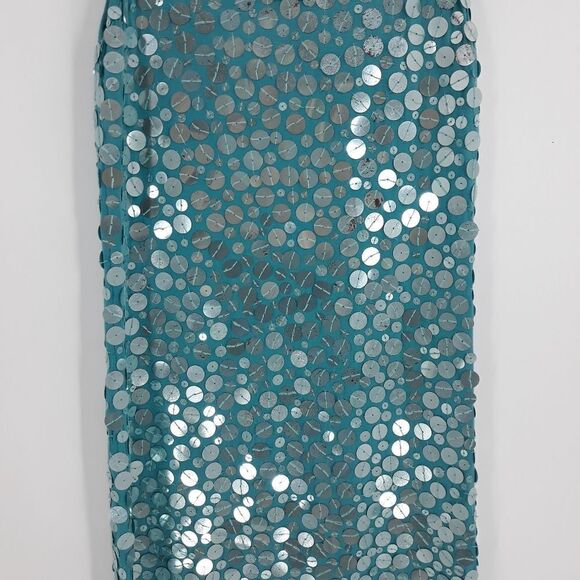 VENUS Dress Disco Mermaid Sequined Tank Mini Scoop Neck Aqua Watercolor Size S - Picture 4 of 11